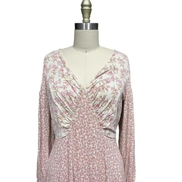 Free People Boho Love Story Floral Print Open Back Maxi Dress Size Large - Picture 2 of 6